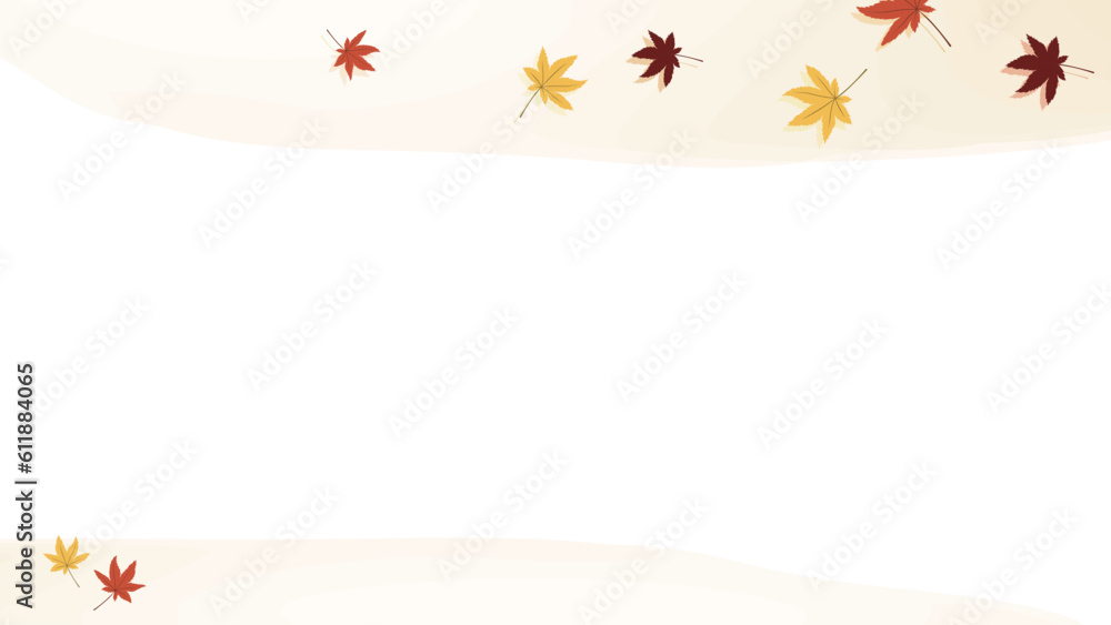 紅葉がモチーフの落ち葉の水彩風背景イラストフレーム 紅葉がモチーフの落ち葉の水彩風背景イラストフレーム