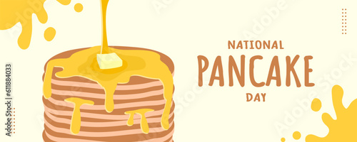 National Pancake Day on 26 September Banner Background. Horizontal Banner Template Design. Vector Illustration