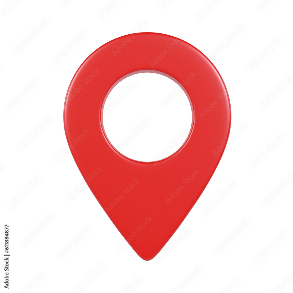 赤いマップピンのシンプルな3Dアイコンイラスト。