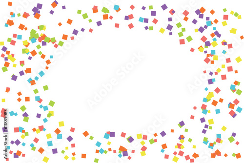 カラフルな紙吹雪の丸いフレーム　白背景