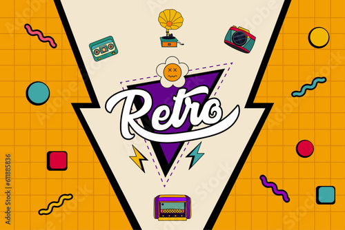 Yellow Retro Templates Unique Concept Vector Illustration