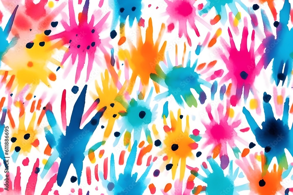 multicolored colorful paint blots, abstract seamless background, ai generated