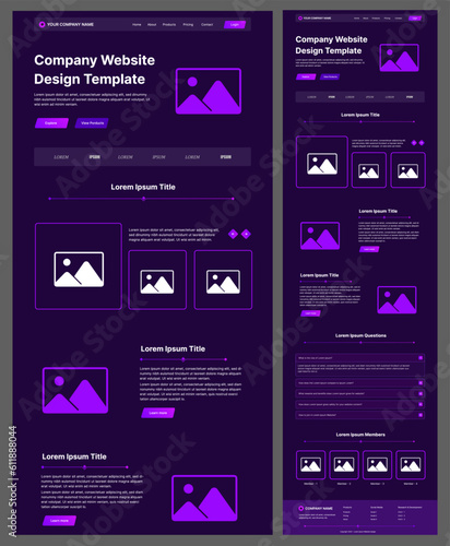 NFT Style landing page UI design for Website template isolated on grey background - vector illustration