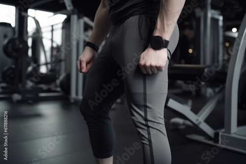 unrecognizable man doing leggings in a training gym