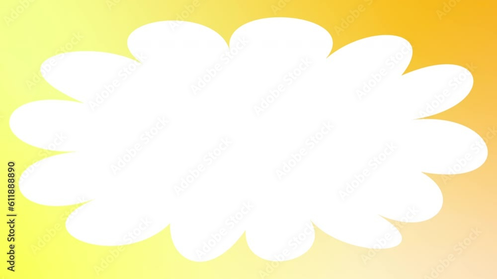 もこもこした雲のフレーム アニメーション素材 黄色のグラデーション背景 もこもこした雲のフレーム アニメーション素材 黄色のグラデーション背景