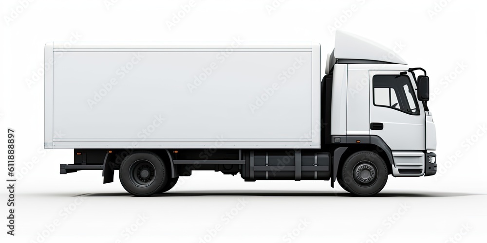 Delivery truck with white side for advertising. Generative AI Delivery truck with white side for advertising. Generative AI