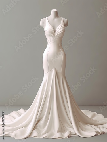 Elegant wedding dress design. Generative AI