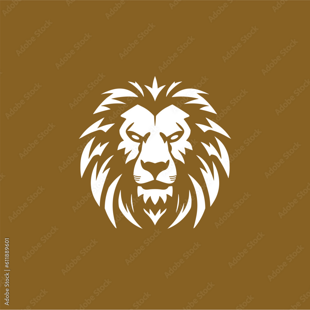 Obraz premium Minimalist lion head logo in vector.
