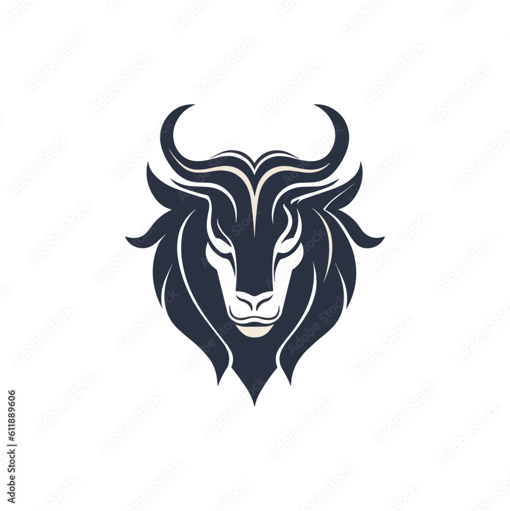 Minimalist goat mythology logo.