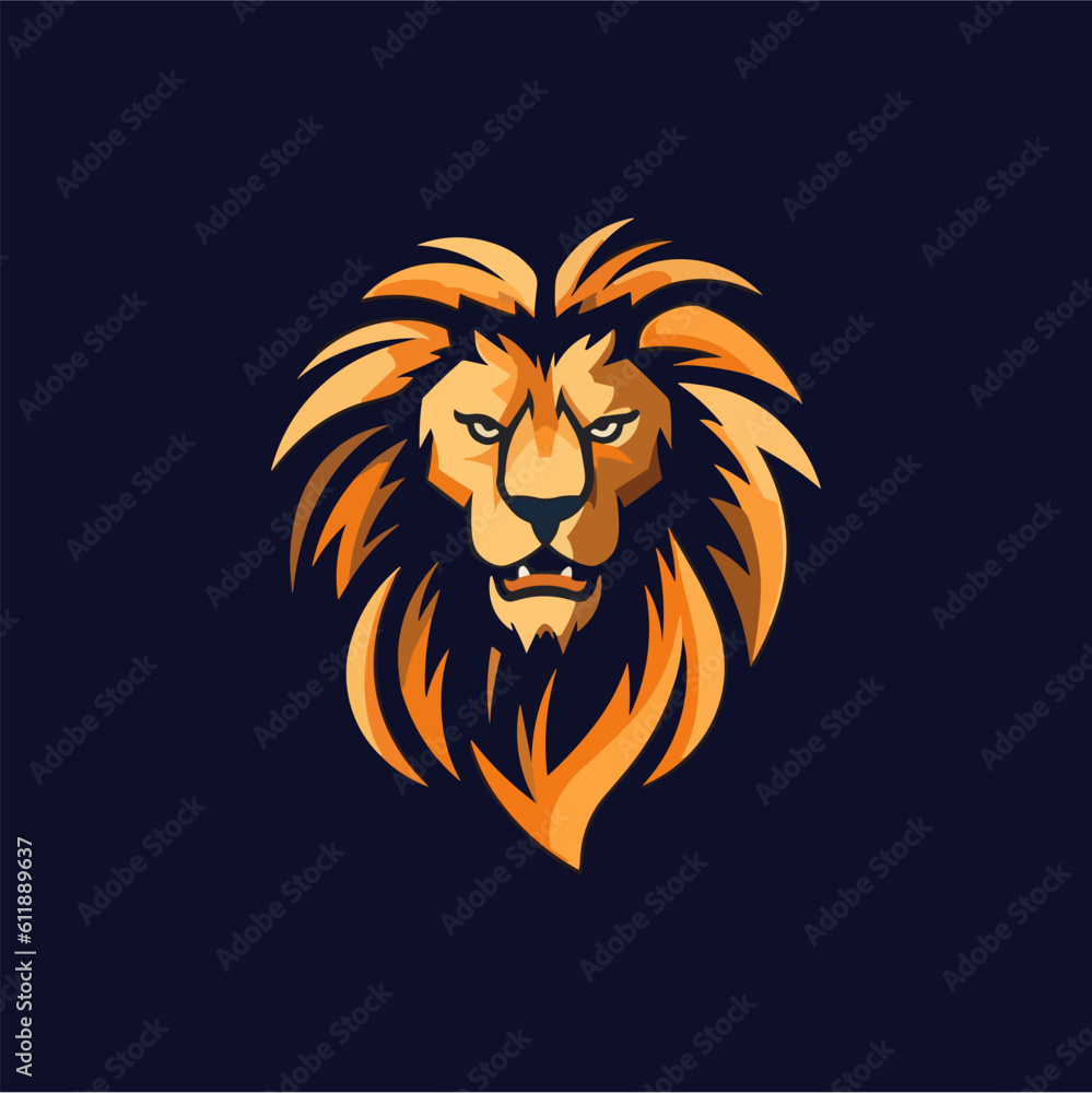 Minimalist lion head logo in vector.