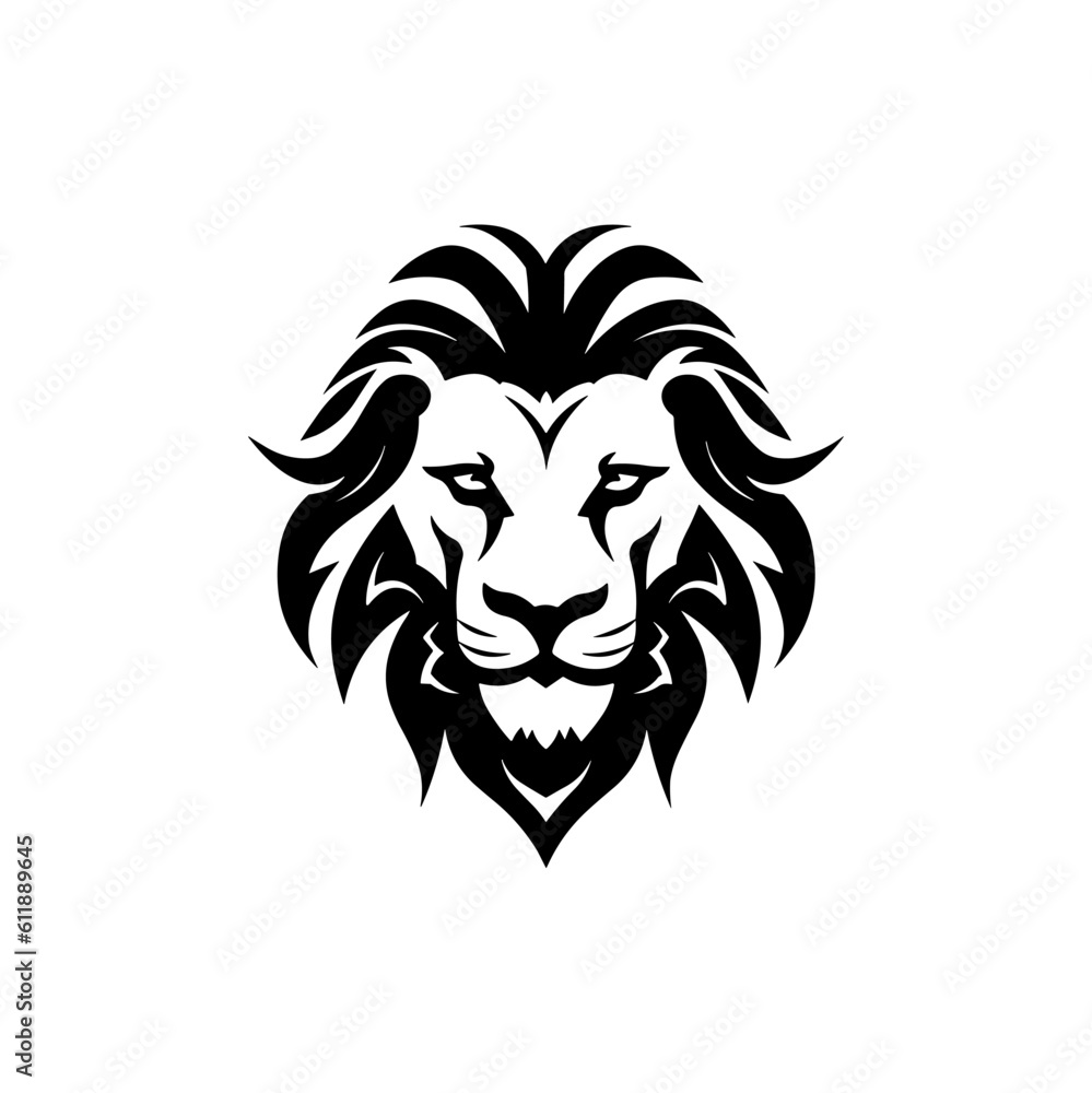 Obraz premium Minimalist lion head logo in vector.