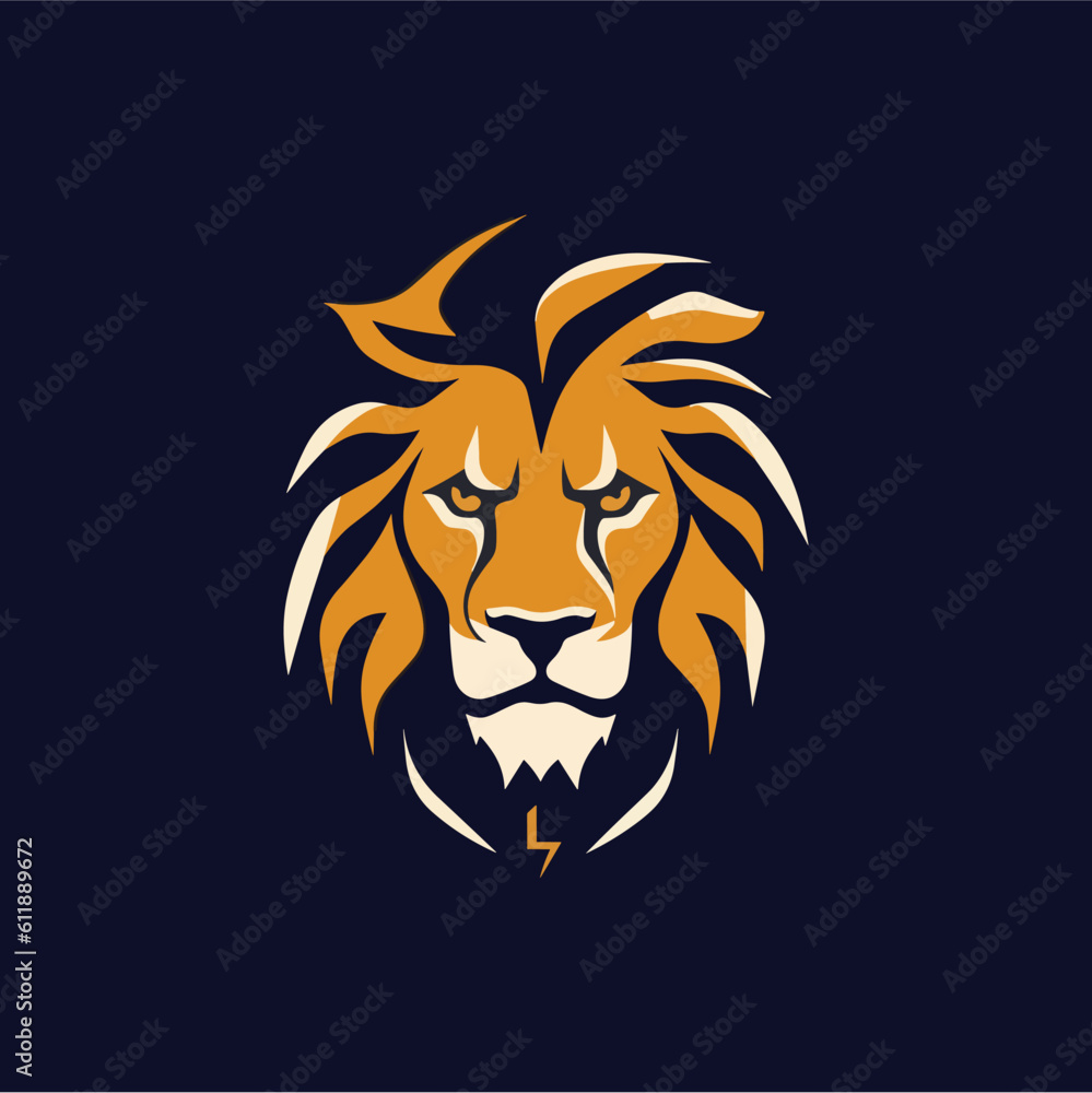 Obraz premium Minimalist lion head logo in vector.