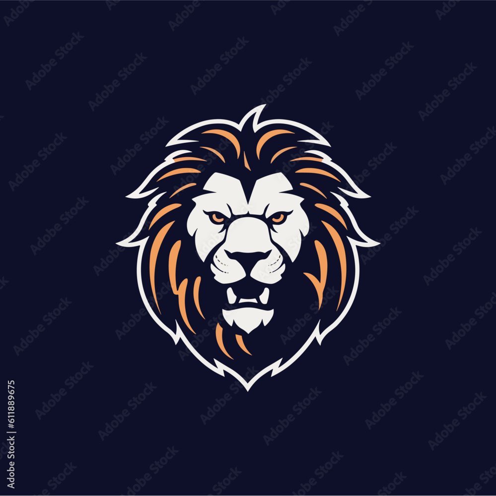 Minimalist lion head logo in vector.