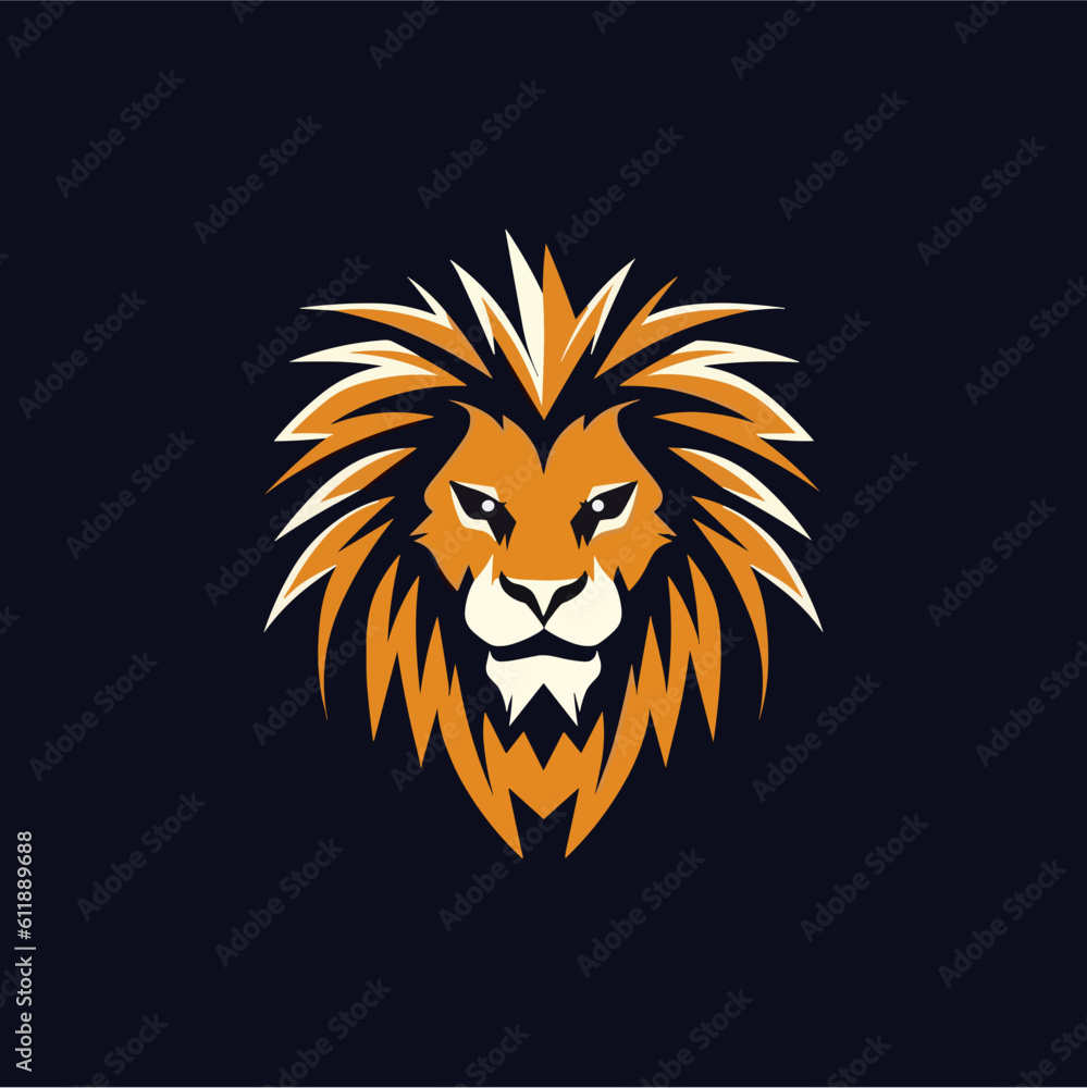 Obraz premium Minimalist lion head logo in vector.