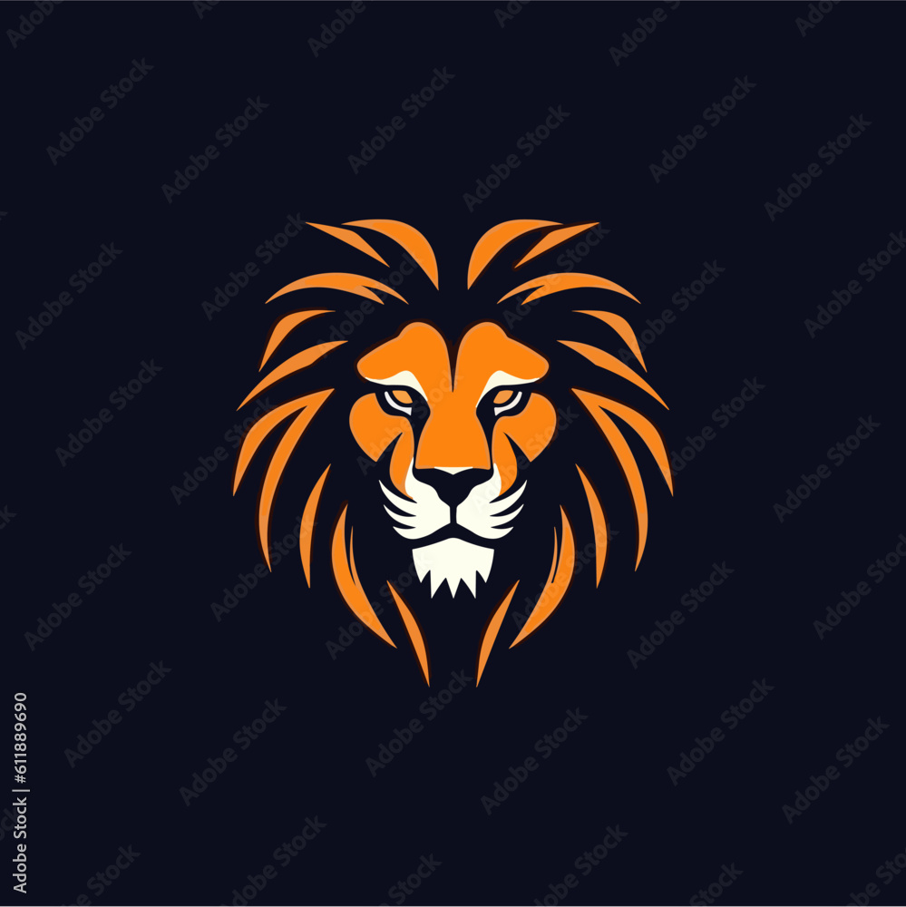 Obraz premium Minimalist lion head logo in vector.