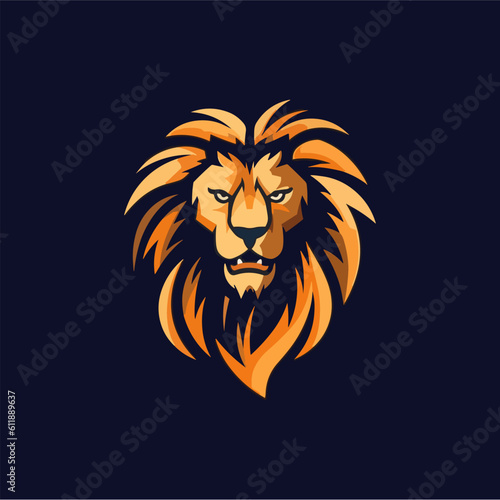 Minimalist lion head logo in vector.