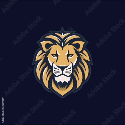 Minimalist lion head logo in vector.