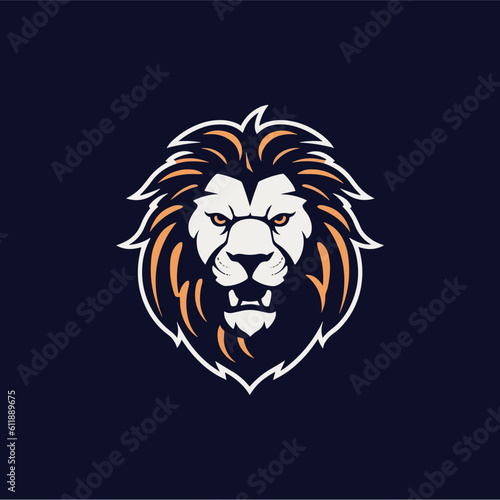 Minimalist lion head logo in vector.