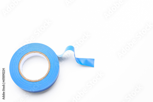 Adhesive tape roll on white background