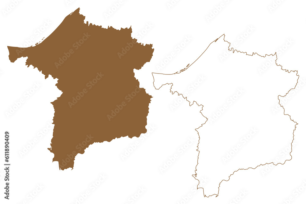 Ried im Innkreis district (Republic of Austria or Österreich, Upper Austria or Oberösterreich state) map vector illustration, scribble sketch Bezirk Ried im Innkreis map