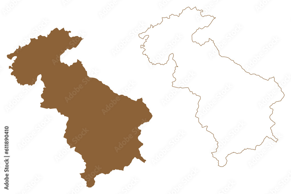 Fototapeta premium Steyr-Land district (Republic of Austria or Österreich, Upper Austria or Oberösterreich state) map vector illustration, scribble sketch Bezirk Steyr Land map