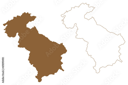 Steyr-Land district (Republic of Austria or Österreich, Upper Austria or Oberösterreich state) map vector illustration, scribble sketch Bezirk Steyr Land map