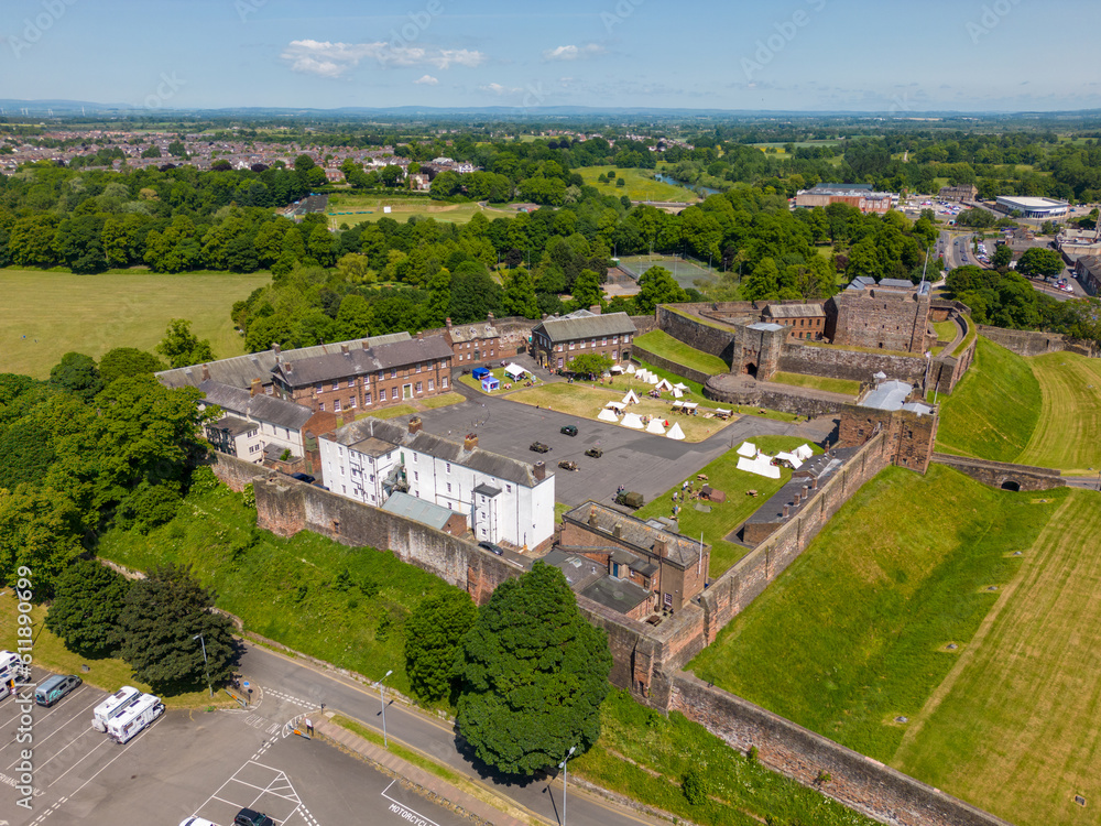 Aerial drone photo of Carlisle Castle in England