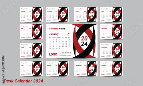 Desk calendar design 2024, Calendar design 2024.