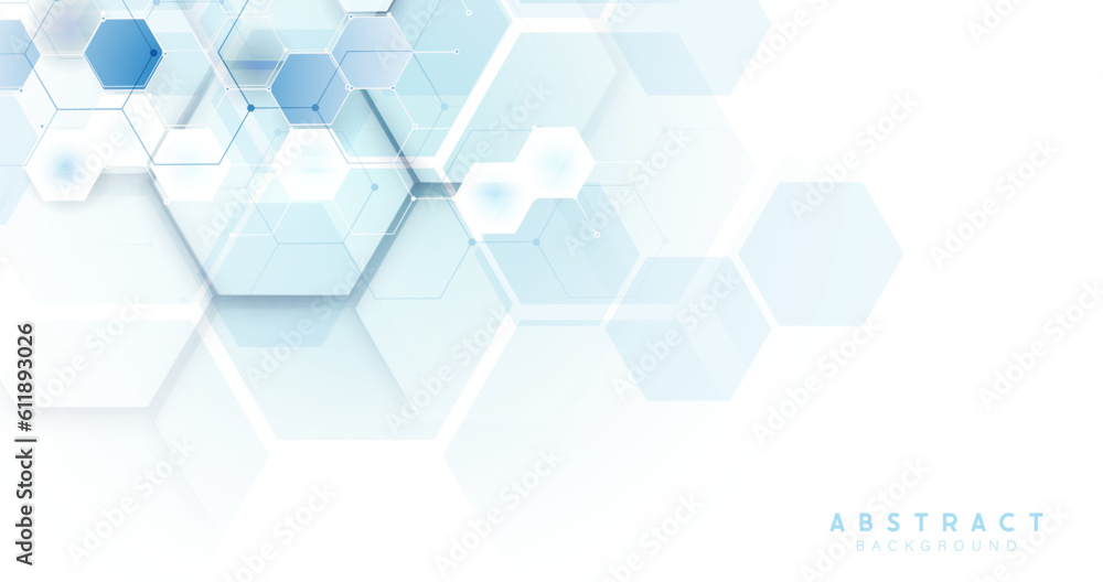 Abstract white and blue hexagon background. science and health care. Futuristic and technology concept background. Vector illustration