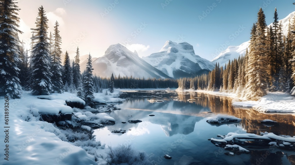 beautiful mountain landscape. nature, illustration Generative AI, AI Generated