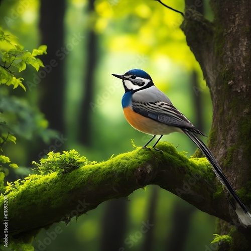 A bird sitting on a branch photo