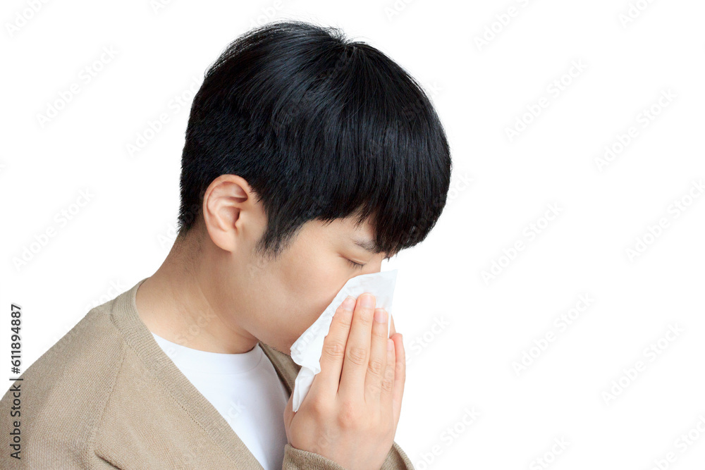 휴지로 코푸는 청년 휴지로 코푸는 청년