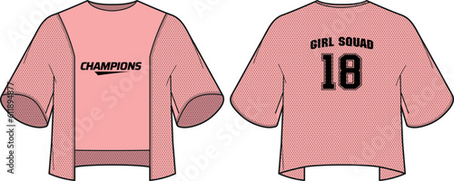 Women Loos fit crop top boxy t-shirt design concept Illustration Vector, Fashionable Casual wear Short sleeve crop top suitable for girls and Ladies for training kit for sports activity.