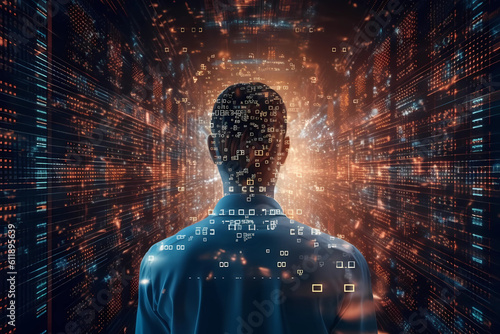 Man and Artificial intelligence concept.Generative AI