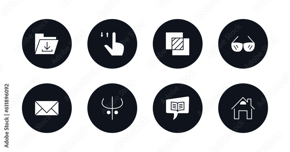 symbol for mobile filled icons set. filled icons such as download file, tab, overlay, circular glasses, close envelope, darkness, book and speech bubble, home button vector. symbol for mobile filled icons set. filled icons such as download file, tab, overlay, circular glasses, close envelope, darkness, book and speech bubble, home button vector.