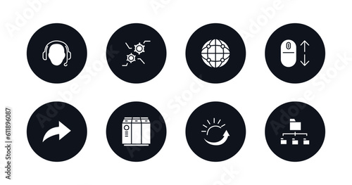 symbol for mobile filled icons set. filled icons such as tech support, feature, globe network, scrolling, forwarding, raid, uptime, folder management vector.