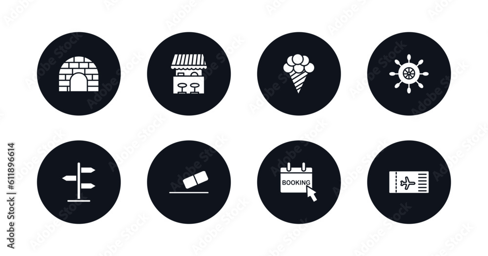 symbol for mobile filled icons set. filled icons such as igloo, food stand, icecream, rudder, , rubber, booking, boarding pass vector. symbol for mobile filled icons set. filled icons such as igloo, food stand, icecream, rudder, , rubber, booking, boarding pass vector.
