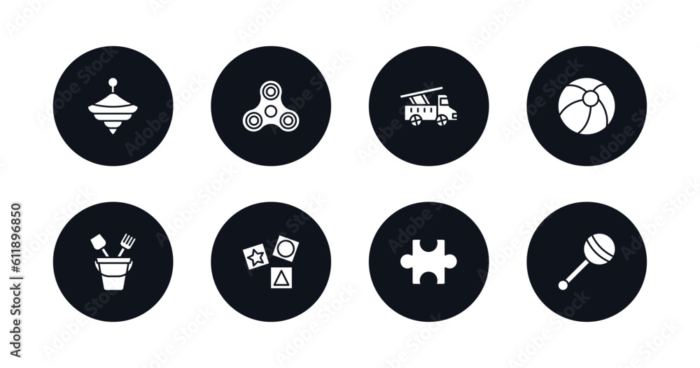 symbol for mobile filled icons set. filled icons such as spinning toy, spinner toy, fire truck toy, beach ball sand bucket cubes puzzle vector. symbol for mobile filled icons set. filled icons such as spinning toy, spinner toy, fire truck toy, beach ball sand bucket cubes puzzle vector.