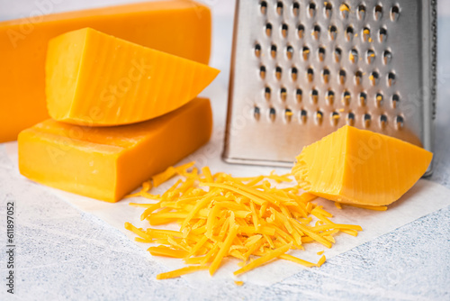 Fresh cheddar cheese blocks...