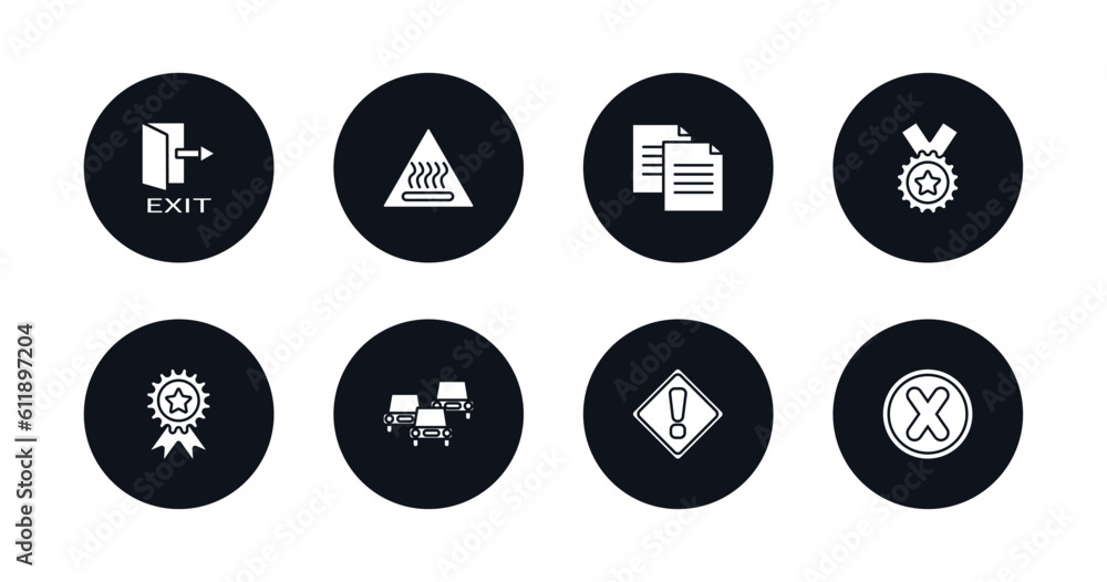 symbol for mobile filled icons set. filled icons such as exit right arrow, heat, copying, class reward, premium badge, traffic, exclamation, cross vector. symbol for mobile filled icons set. filled icons such as exit right arrow, heat, copying, class reward, premium badge, traffic, exclamation, cross vector.