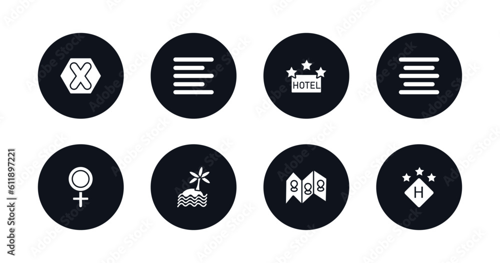 symbol for mobile filled icons set. filled icons such as gross dark cross, align right, square hotel, align center, female, beach, map and map pointer, round hotel vector. symbol for mobile filled icons set. filled icons such as gross dark cross, align right, square hotel, align center, female, beach, map and map pointer, round hotel vector.