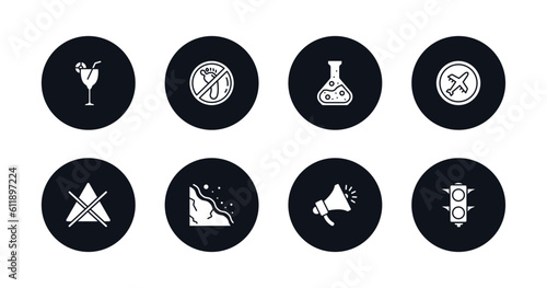 symbol for mobile filled icons set. filled icons such as drinks, no step, chemical products, airport, no bleaching, landslide, shout, traffic light vector.