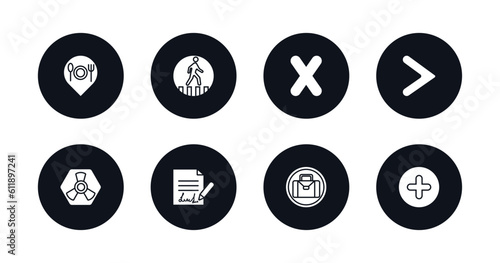 symbol for mobile filled icons set. filled icons such as restaurant, crossing, no, is greater than, toxic, , suitcase, positive vector.