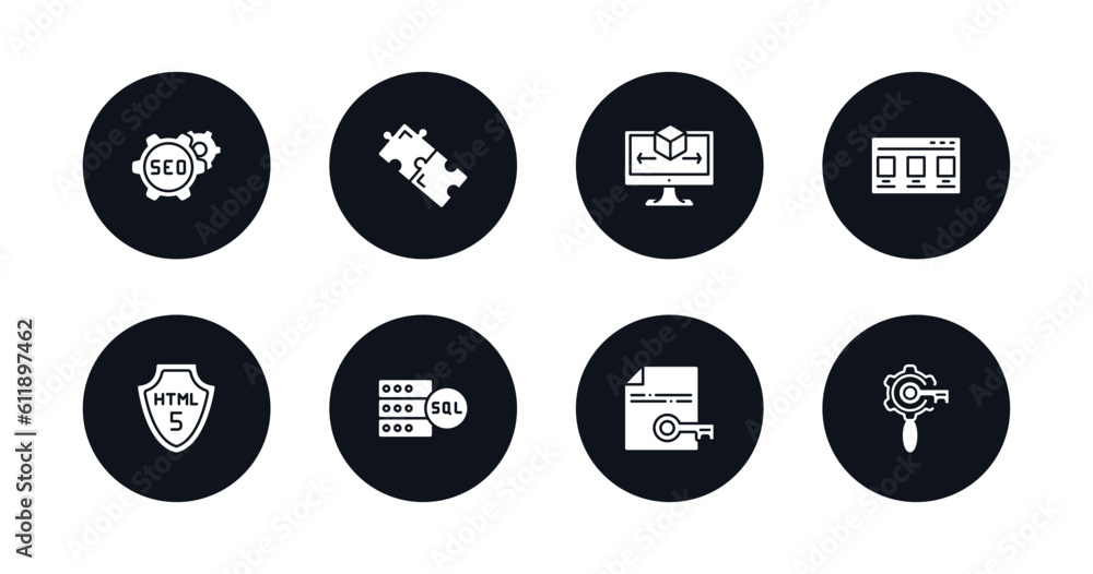 symbol for mobile filled icons set. filled icons such as image seo, addon, simulation, theme, html5, mysql, encripted file, seo keywords vector. symbol for mobile filled icons set. filled icons such as image seo, addon, simulation, theme, html5, mysql, encripted file, seo keywords vector.