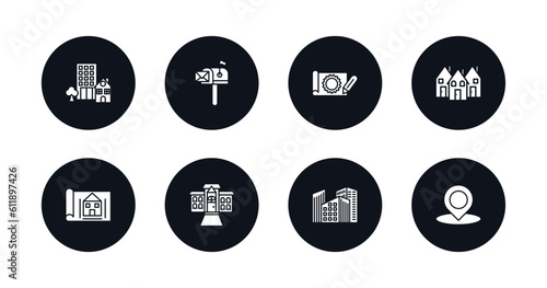 Free Download symbol for mobile filled icons set. filled icons such as property, mailbox, technical drawing, houses, blueprint, mansion, facade, map location vector. - GFXLoad
