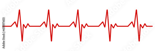 Heart beat cardiogram, pulse line vector illustration, red pulse line vector,  heart wave vector illustration isolated on white background.