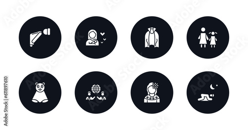 symbol for mobile filled icons set. filled icons such as ruku, mother and baby, cape, mother and daughter, snuggle, business partnership, mexican woman, salat vector.