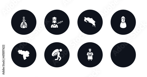 symbol for mobile filled icons set. filled icons such as princes, graduated student, costa rica, unknown, venezuelan, burden, sexual harassment, qiyam vector.