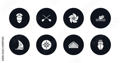 symbol for mobile filled icons set. filled icons such as ship admiral, seaworthy, boat screw, capsizing, felucca, azimuth compass, afterdeck, ballast vector.