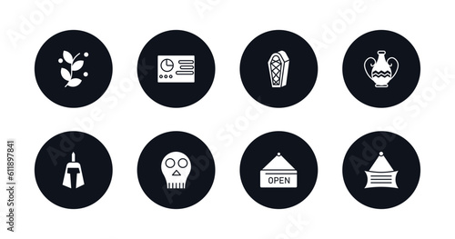 symbol for mobile filled icons set. filled icons such as botanical, panel, sarcophagus, ceramic, roman or greek helmet, anthropology, open, vector.